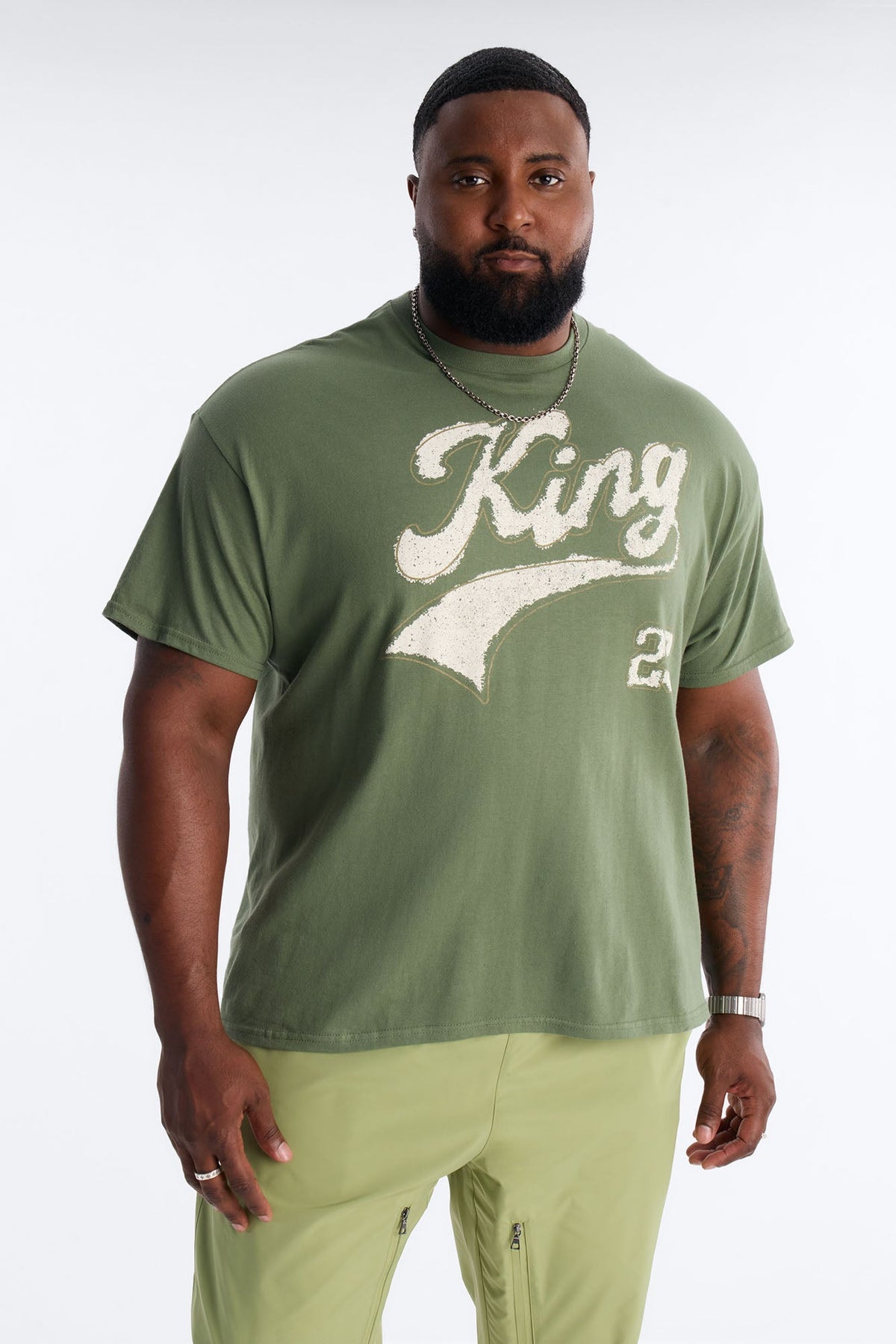 King Type Short Sleeve Tee - Olive