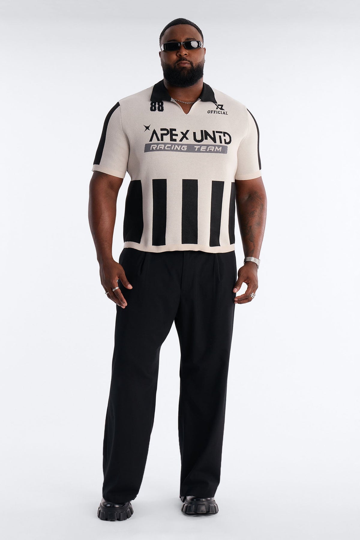 Apex United Johnny Collar Knit Top - Black/combo