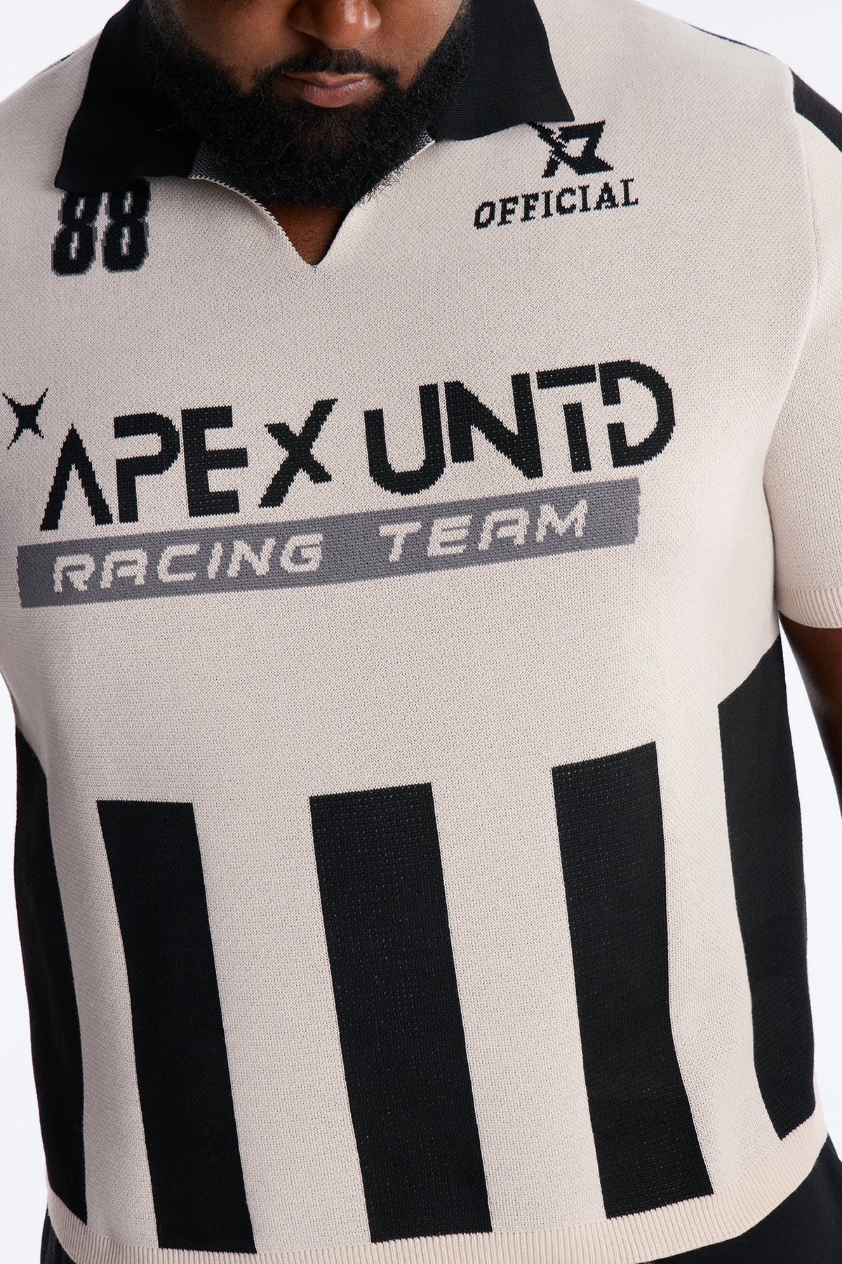 Apex United Johnny Collar Knit Top - Black/combo