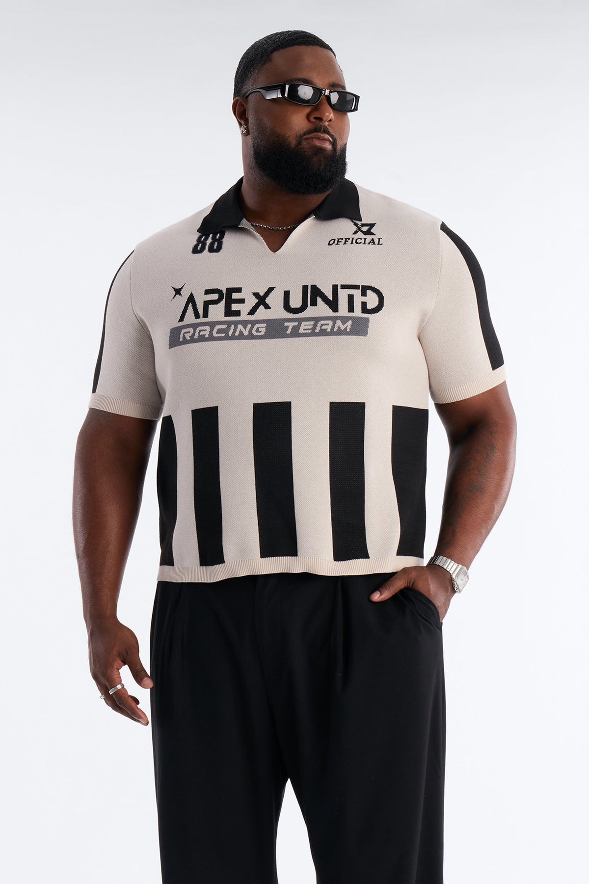 Apex United Johnny Collar Knit Top - Black/combo