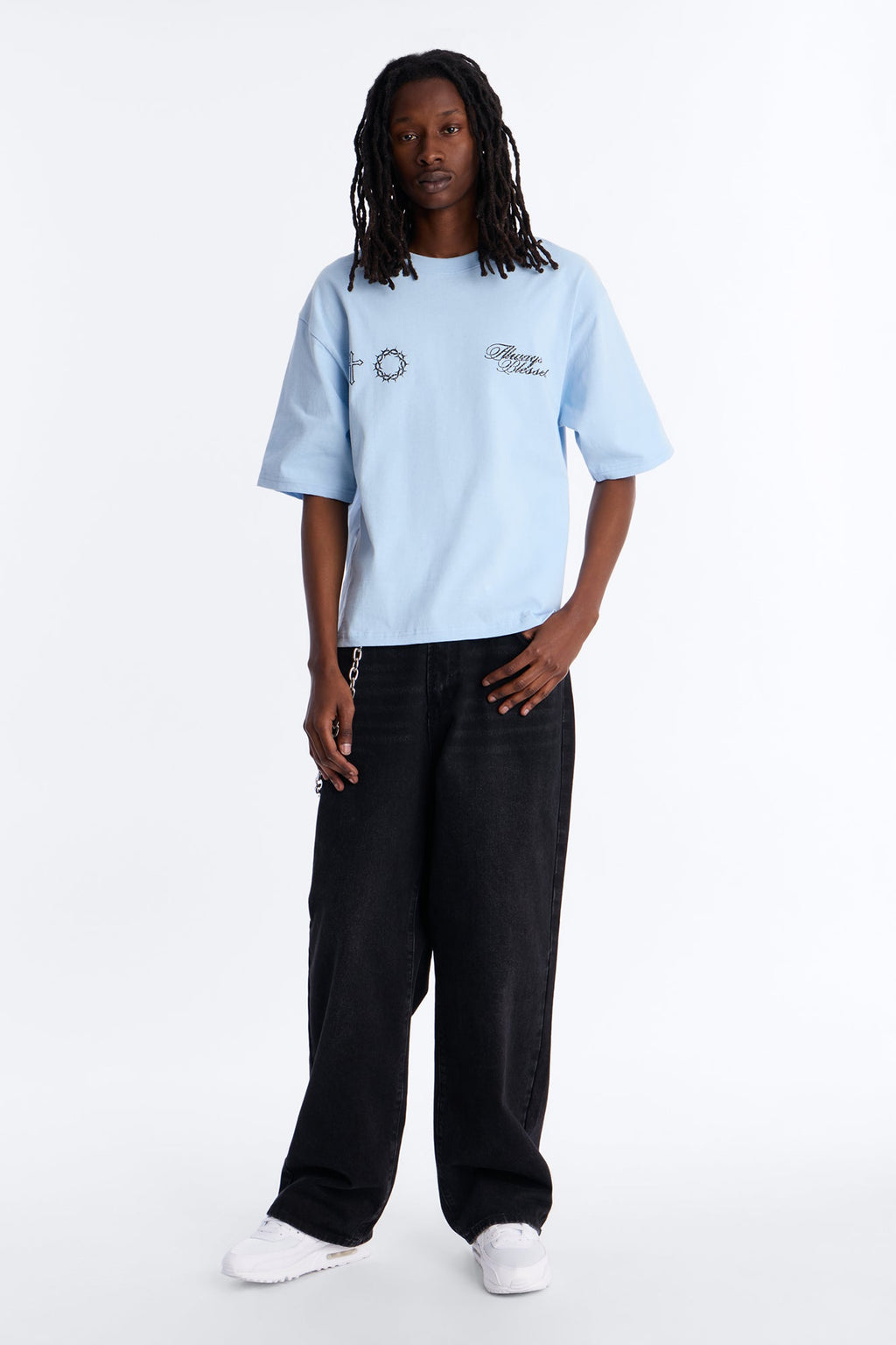 Always Blessed Boxy Short Sleeve Tee - Light Blue