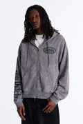 Von Dutch Chain Stitched Zip Up Hoodie - Charcoal