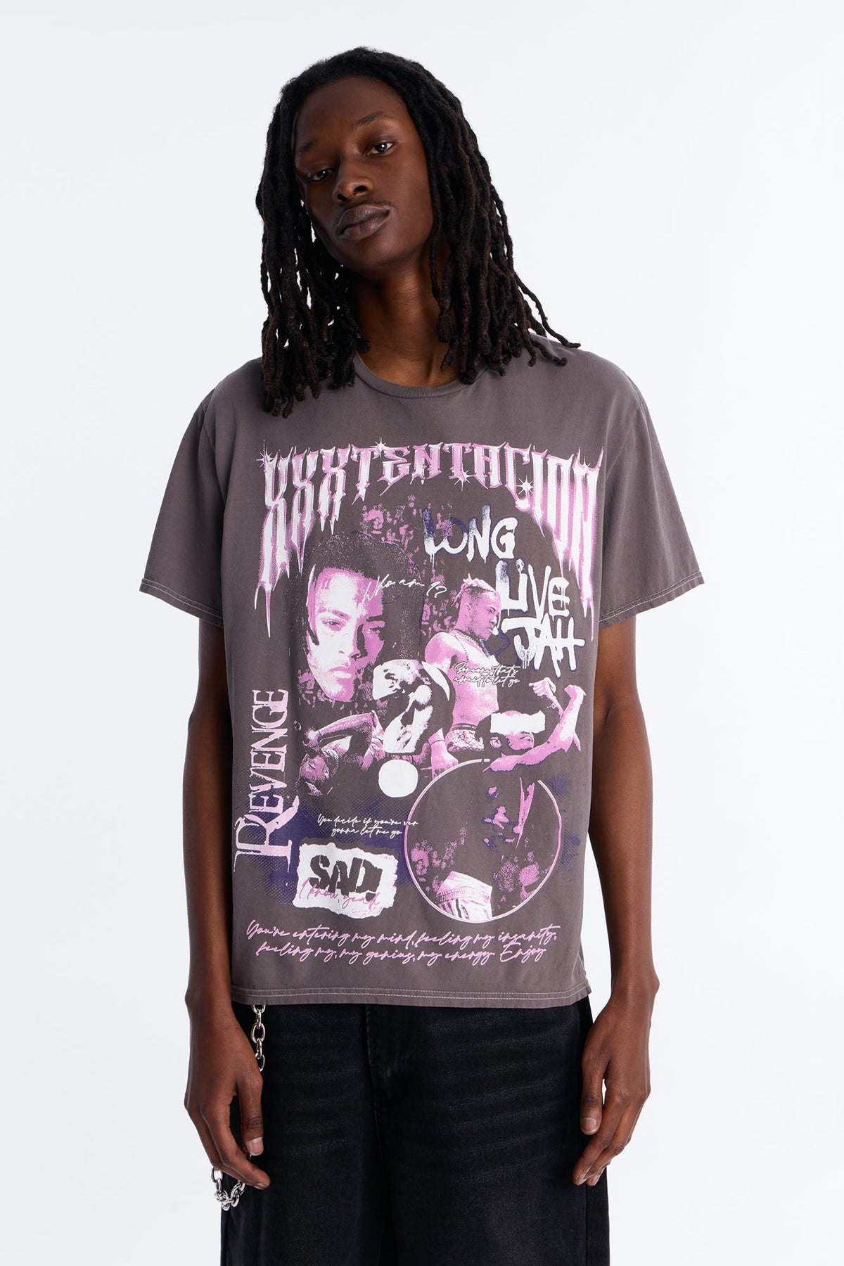 XXXTENTACION LONG LIVE JAH Vintage Short Sleeve Tee - Charcoal