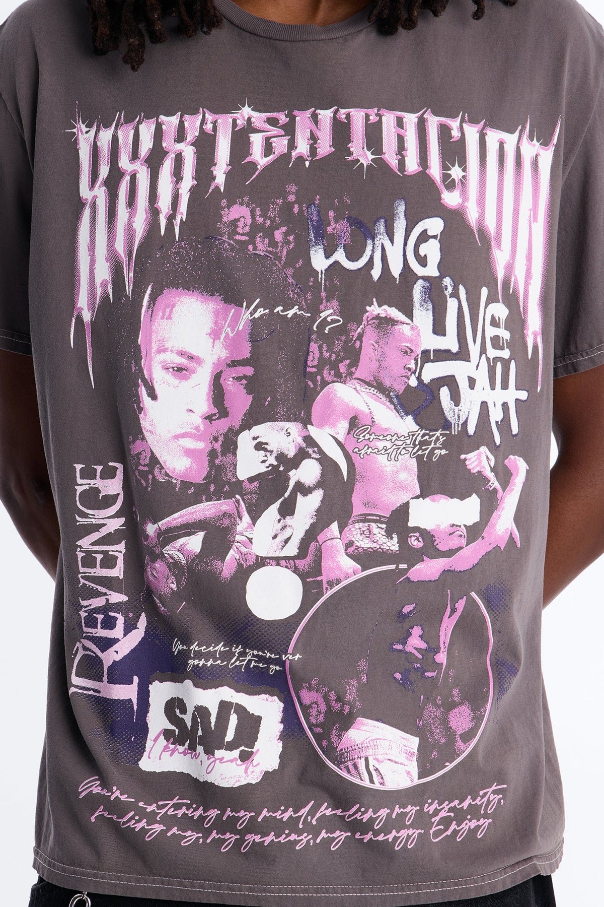 XXXTENTACION LONG LIVE JAH Vintage Short Sleeve Tee - Charcoal