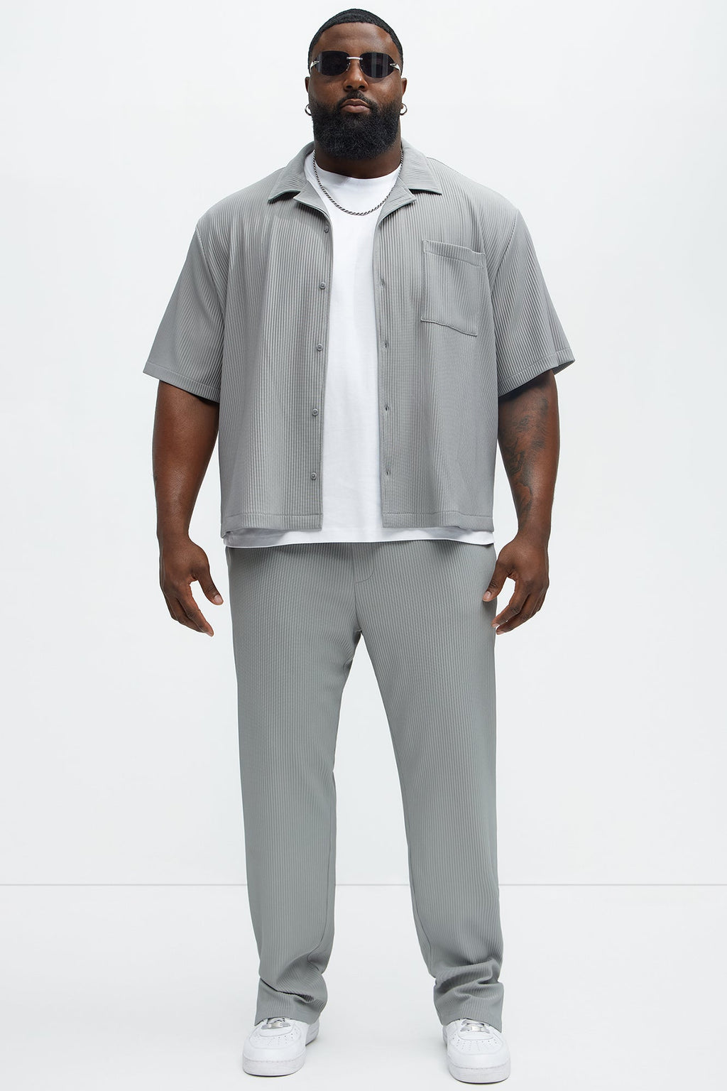 Show Up Short Sleeve Cuban Shirt - Grey