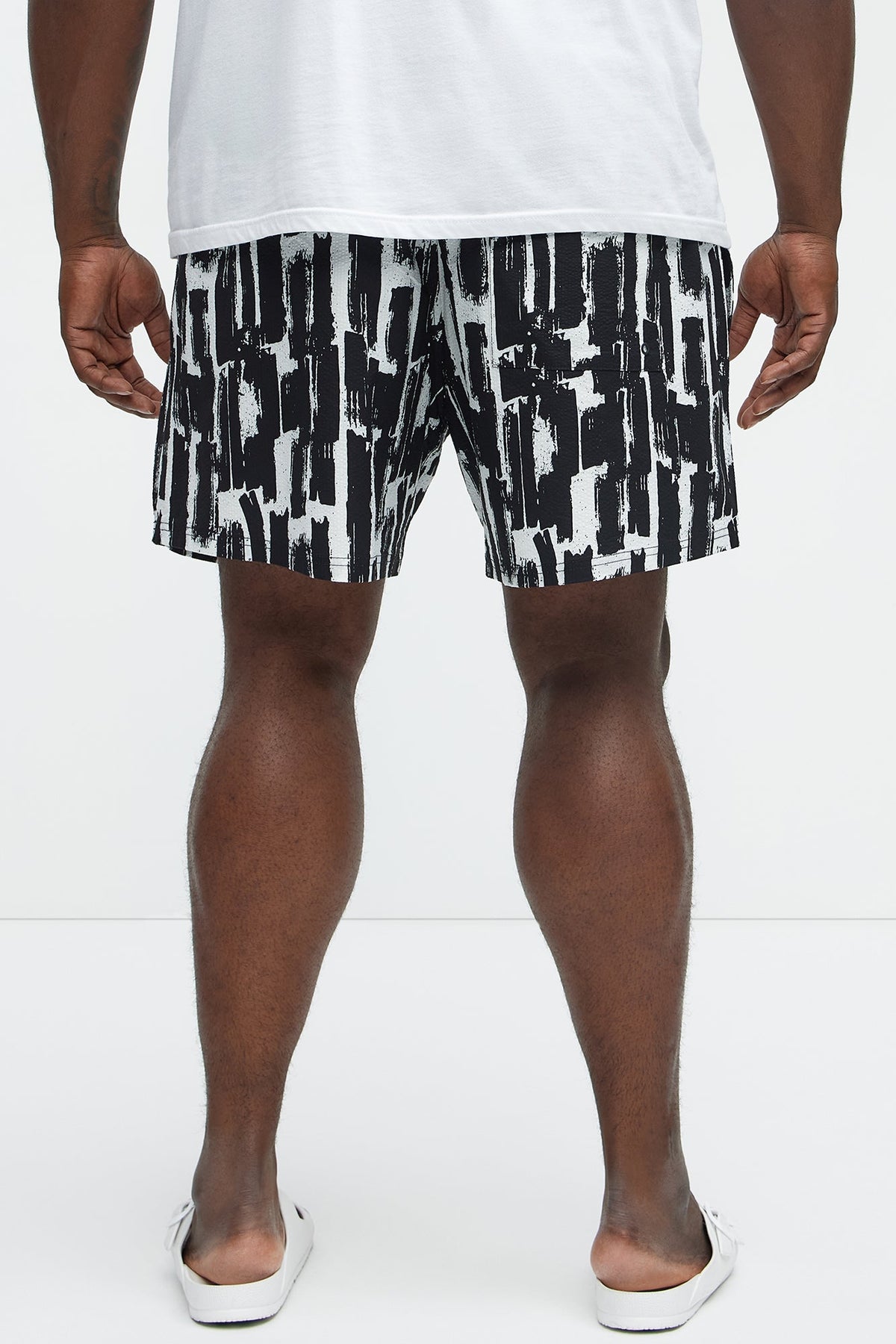 Seersucker Printed Swim Trunk 6″ - Black/combo