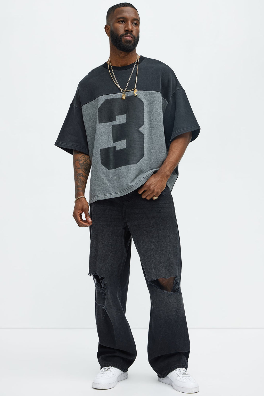 Kyle Color Block Oversized Tee - Black/combo