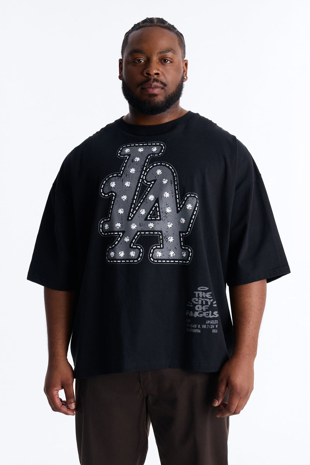 LA Hustle District Boxy Short Sleeve Tee - Black