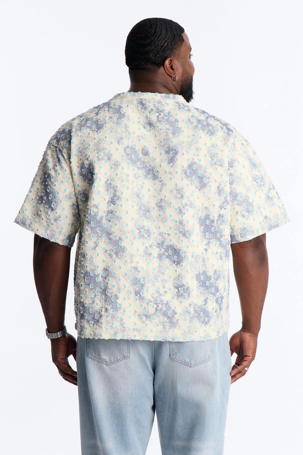 Boxy Desert Chrome Textured Shirt - White