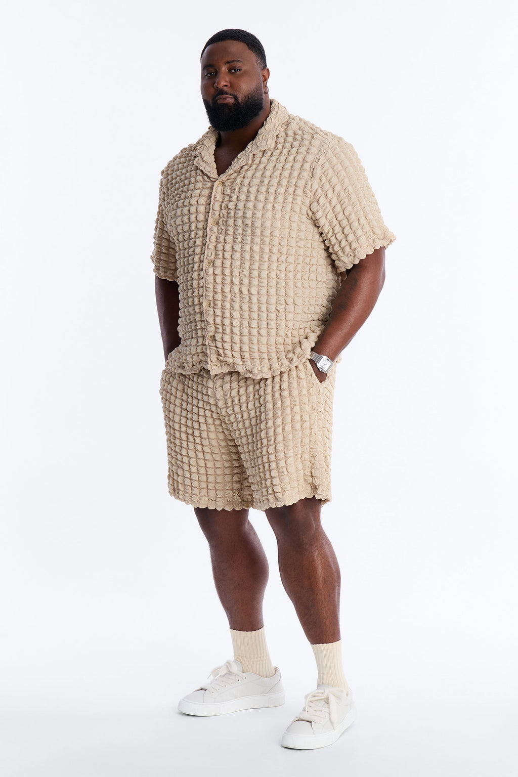 Relaxed Effervesce Textured Short - Tan