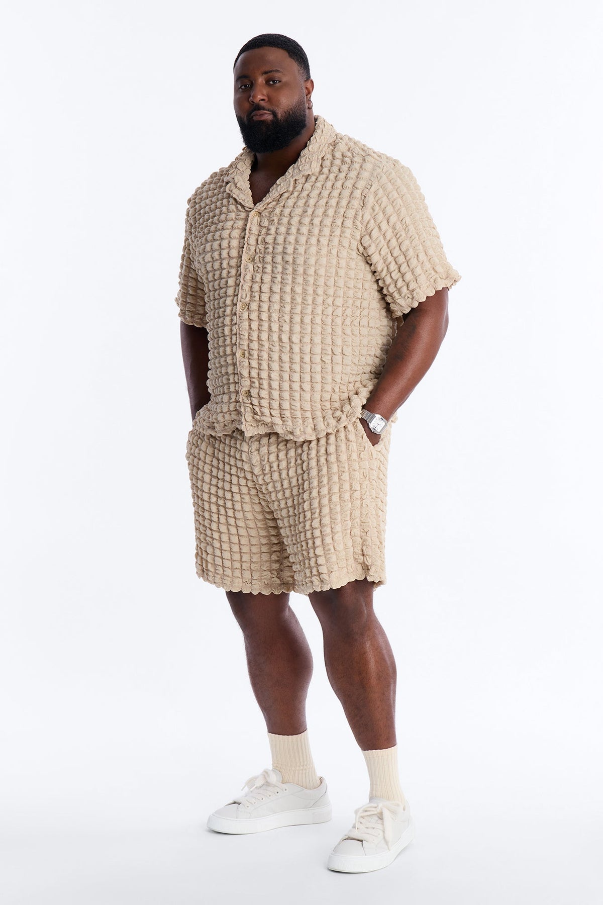 Relaxed Effervesce Textured Short - Tan