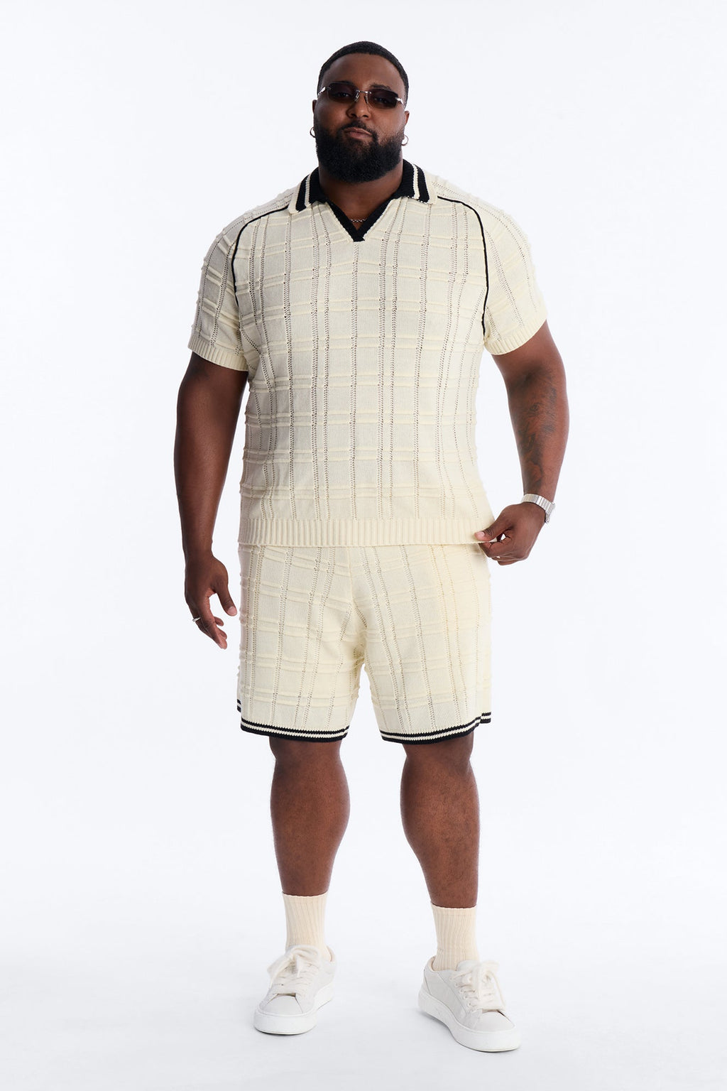 Relaxed Riviera Johnny Collar Knit Polo - Cream