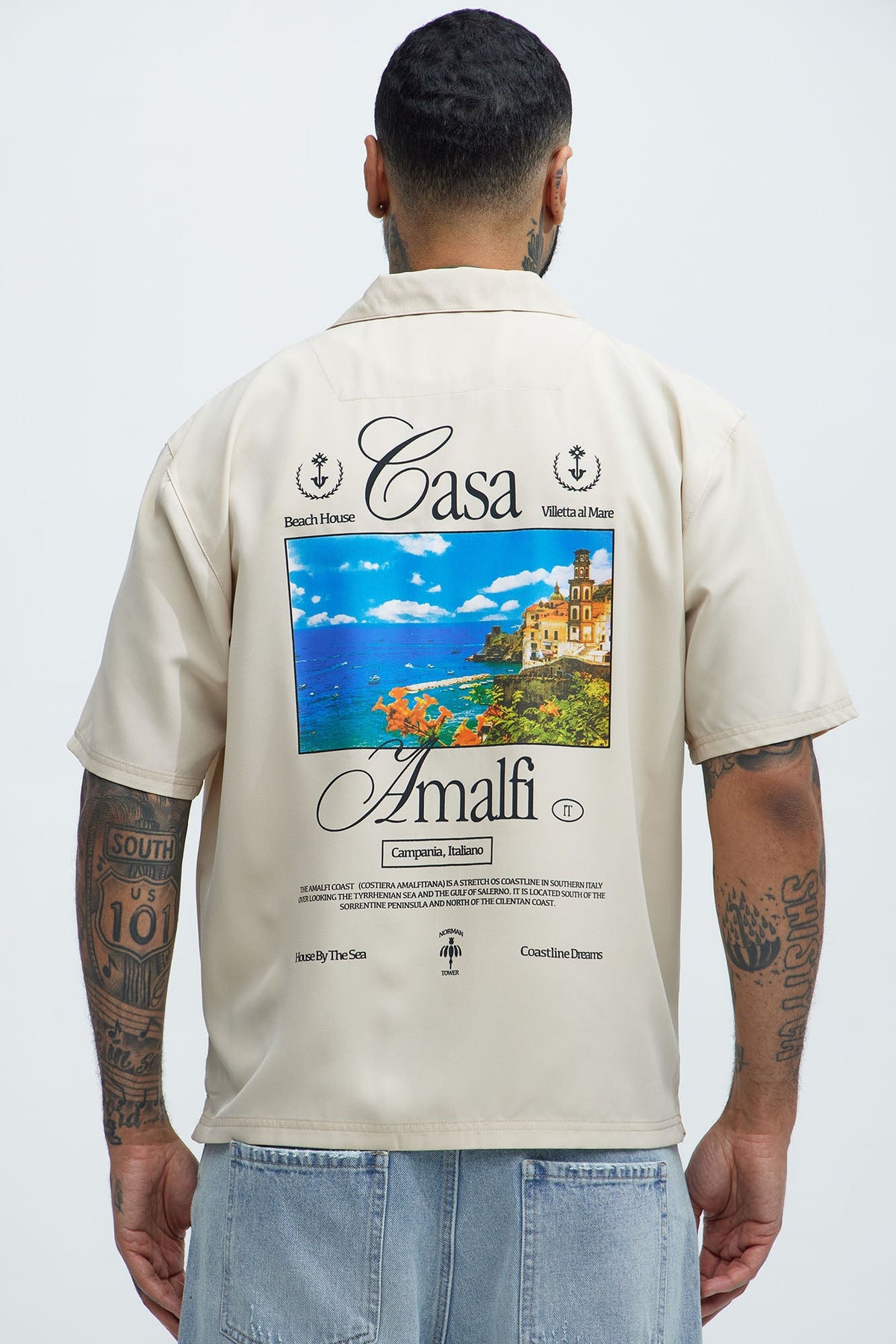 Casa Box Graphic Button Up Shirt - Off White
