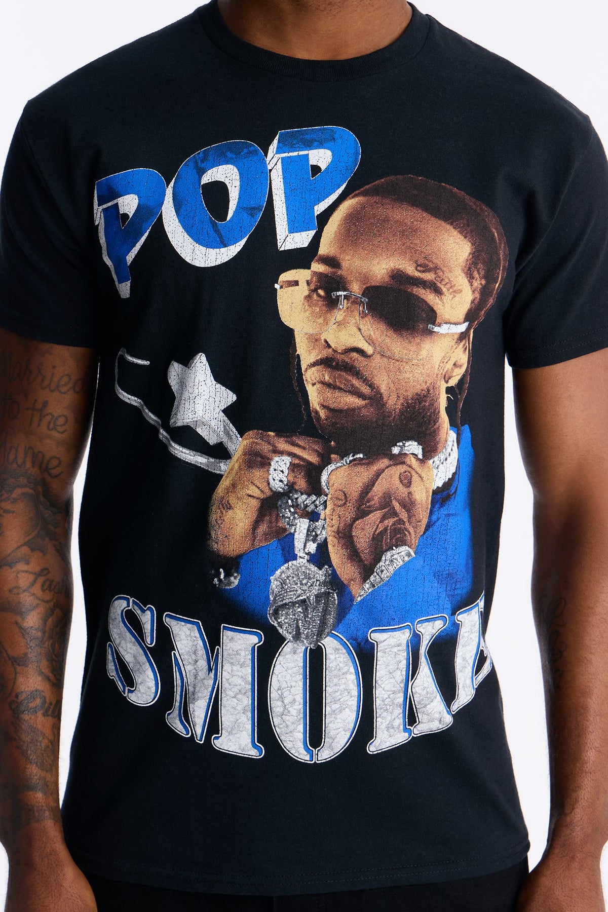 Pop Smoke Aim For The Moon Graphic Short Sleeve Tee - Black