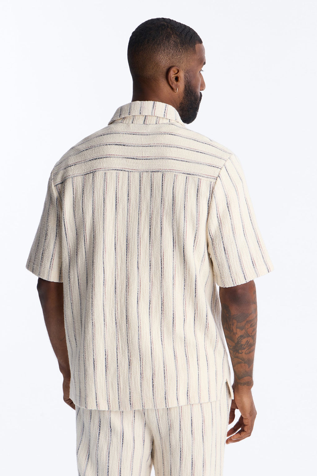 Caicos Textured Stripe Button Up Shirt - Cream