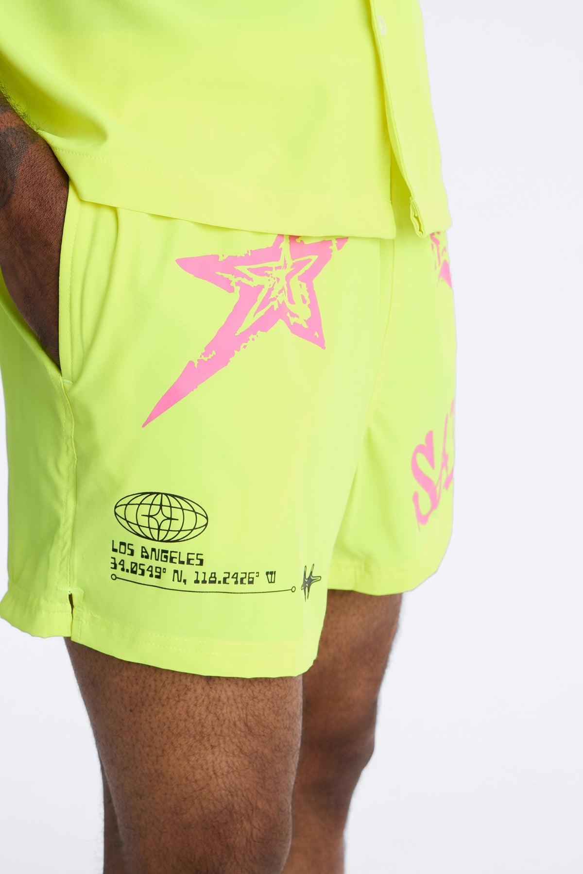 Saints And Stars Swim Trunk 4″ - Yellow