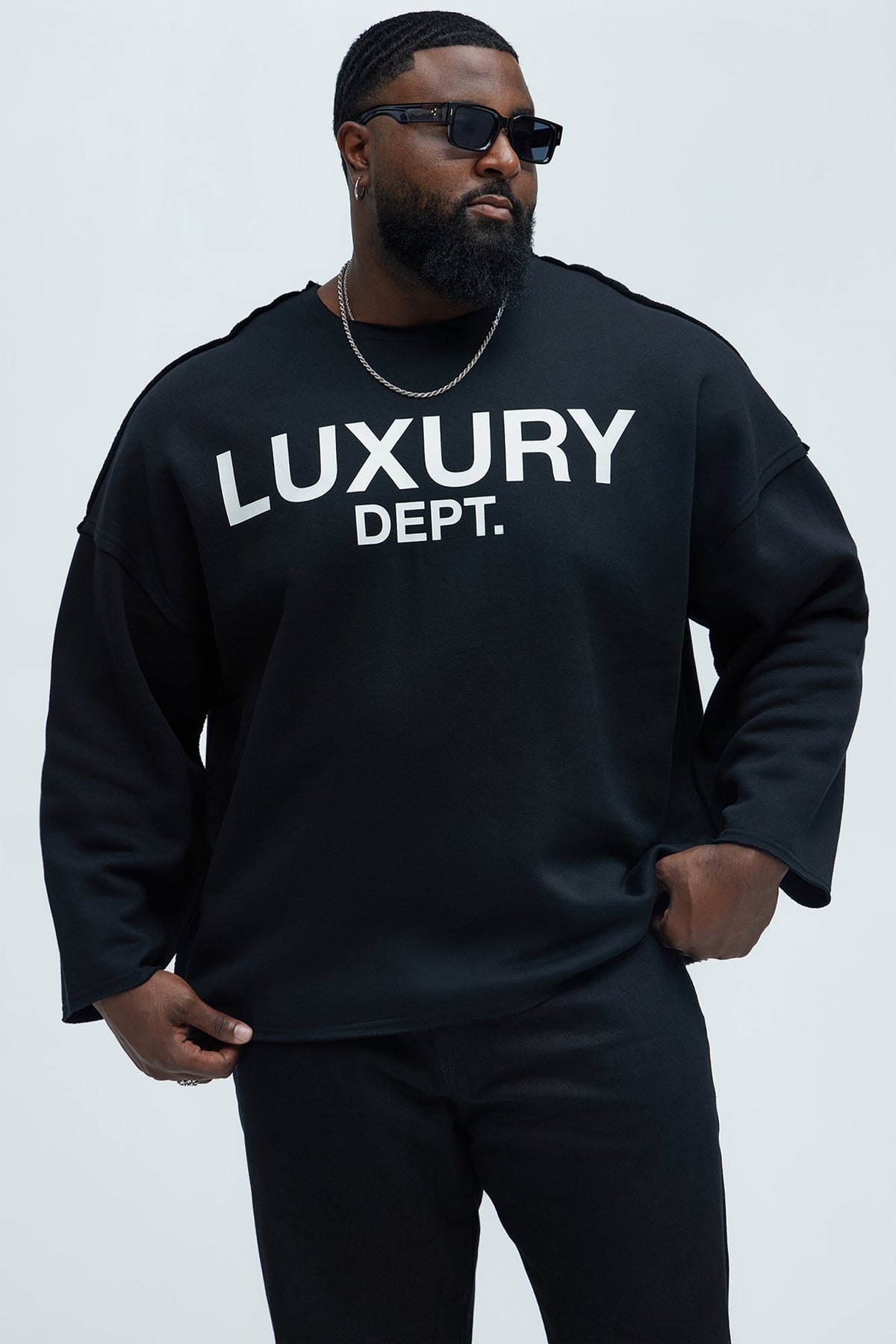 Tyson Luxury Dept Frayed Oversized Sweatshirt - Black
