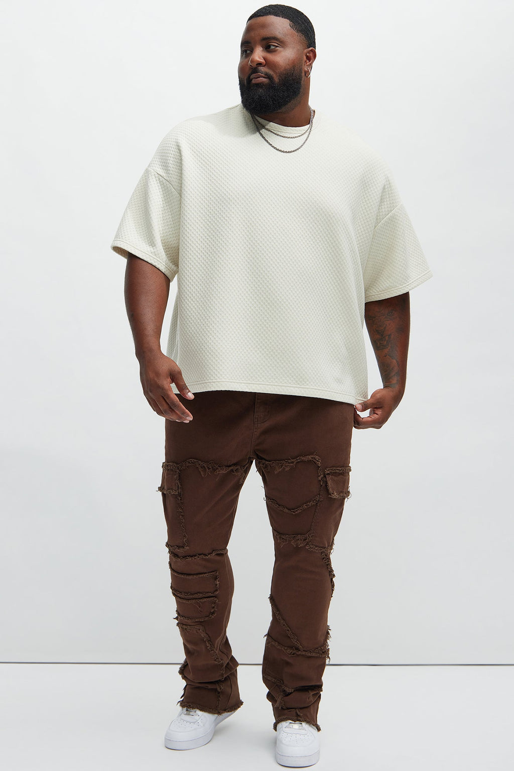 Trapping Frayed Stacked Skinny Flare Pants - Chocolate