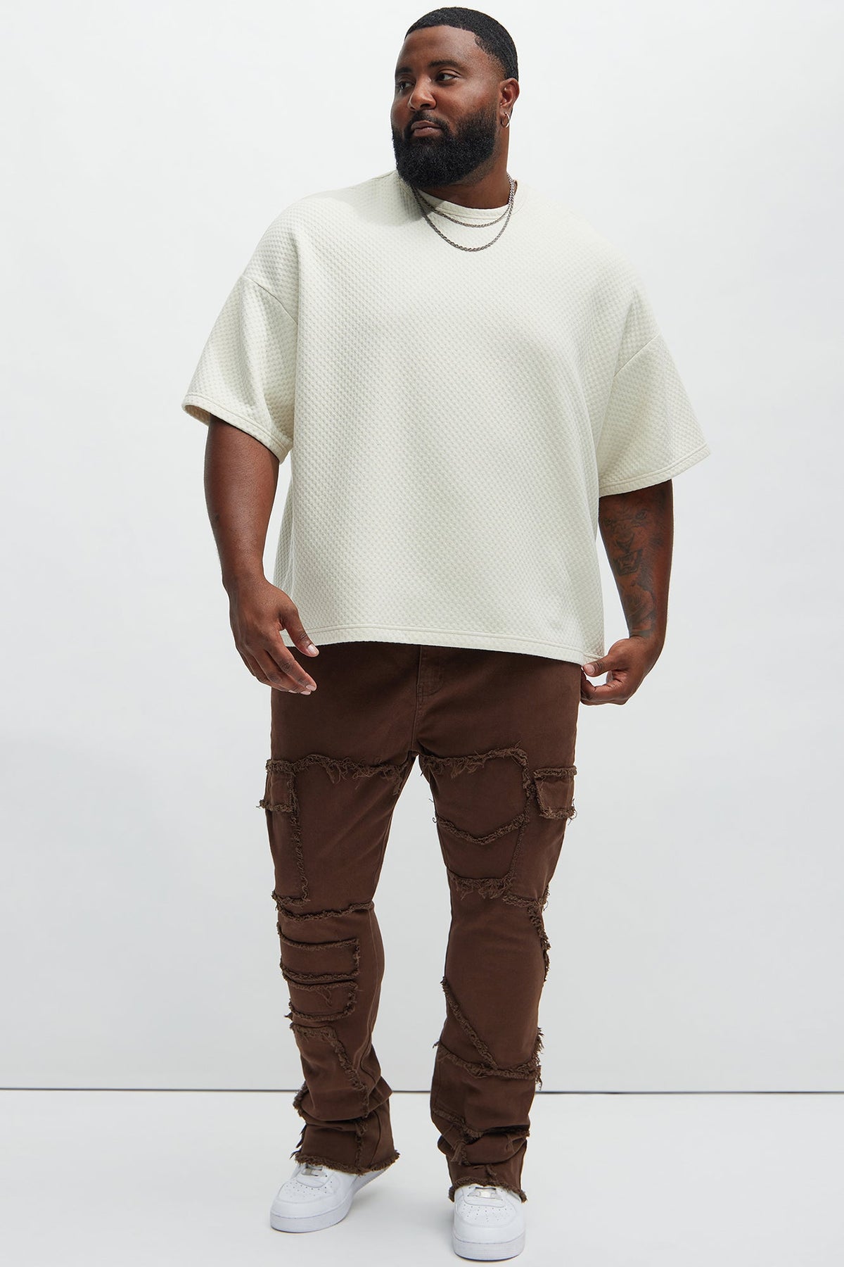Trapping Frayed Stacked Skinny Flare Pants - Chocolate
