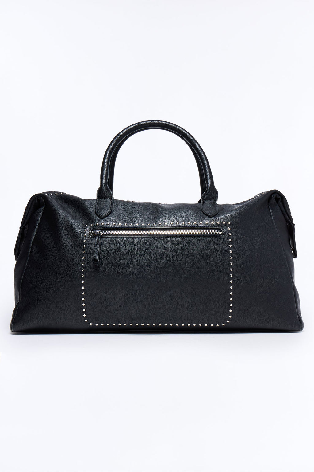 Textured Faux Leather Mid Size Weekender Duffle Bag - Black