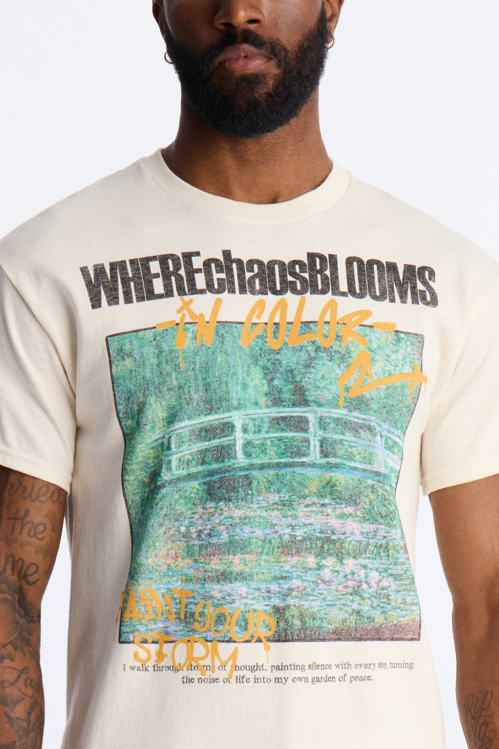Monet Where Chaos Blooms Short Sleeve Tee - Natural