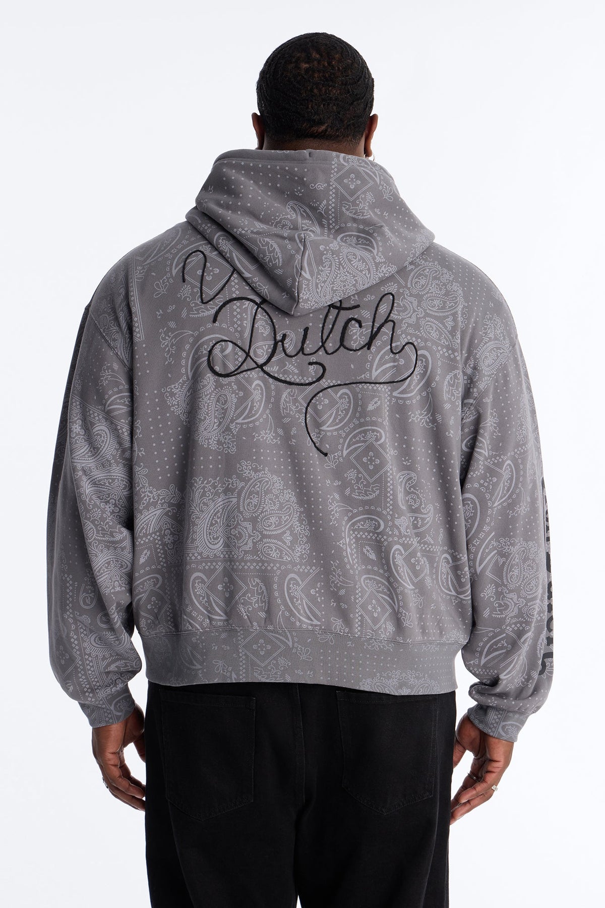 Von Dutch Chain Stitched Zip Up Hoodie - Charcoal