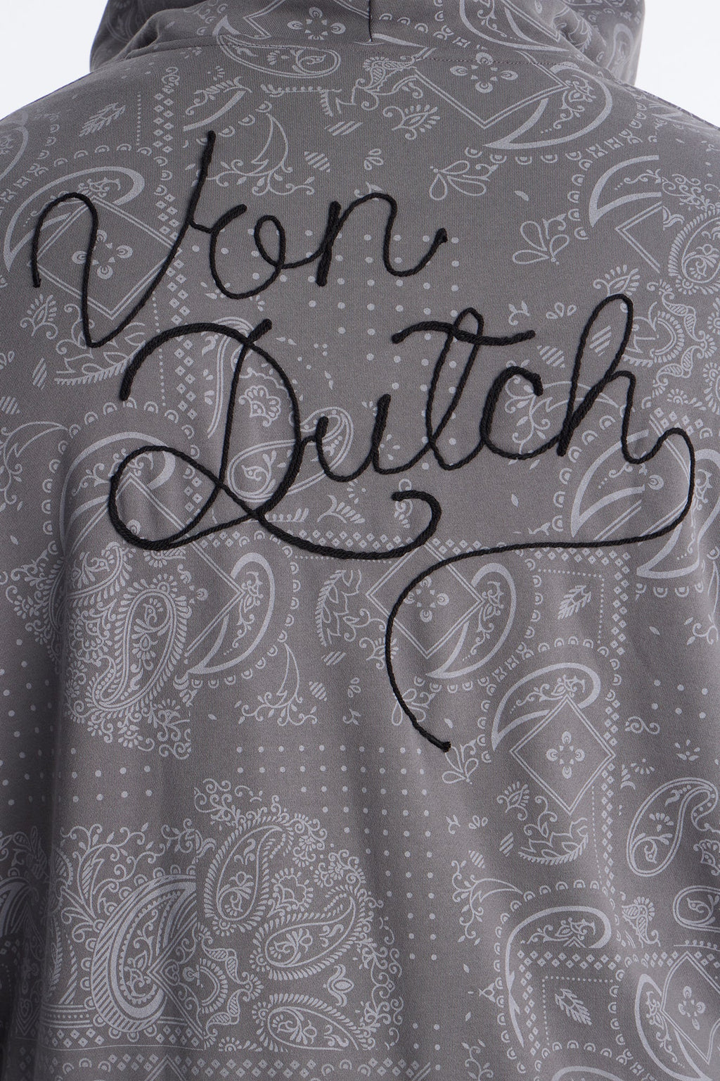 Von Dutch Chain Stitched Zip Up Hoodie - Charcoal
