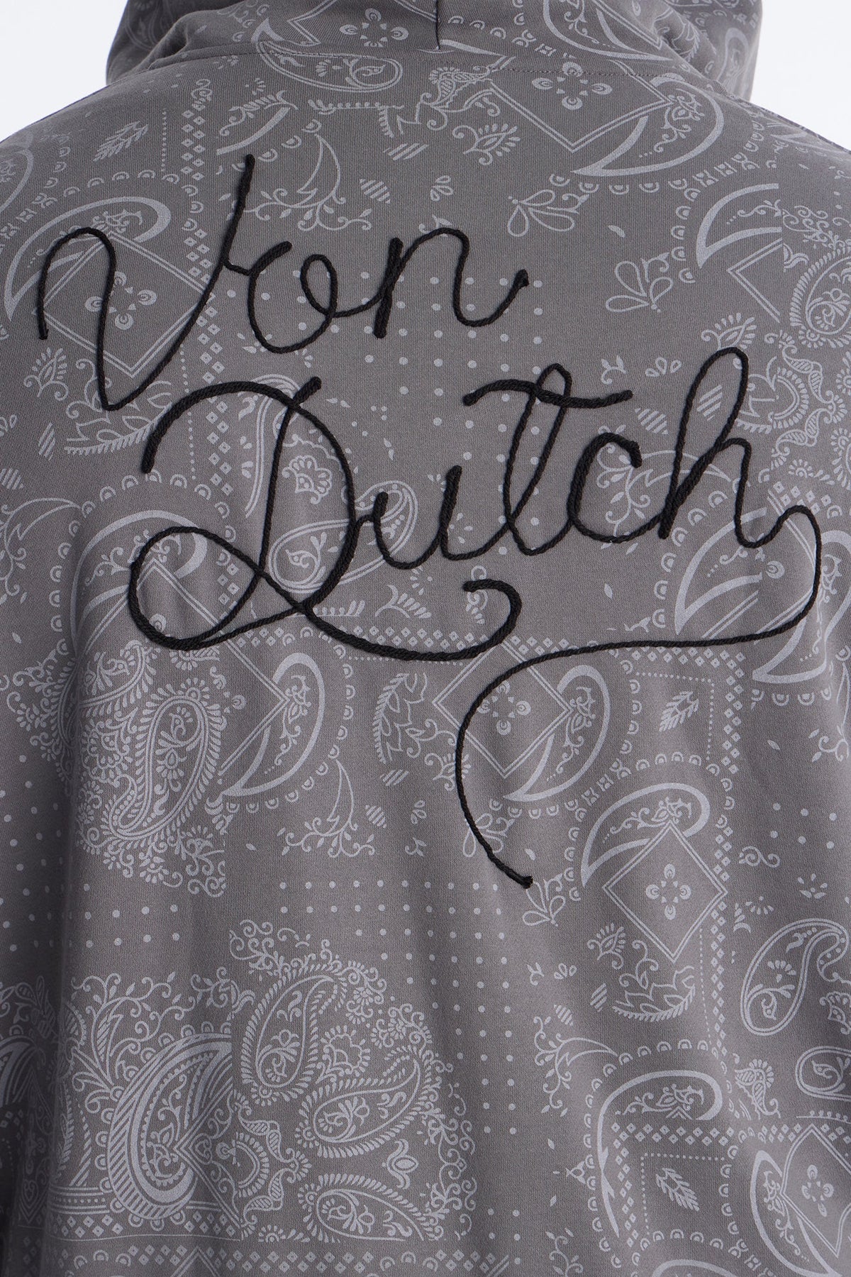Von Dutch Chain Stitched Zip Up Hoodie - Charcoal