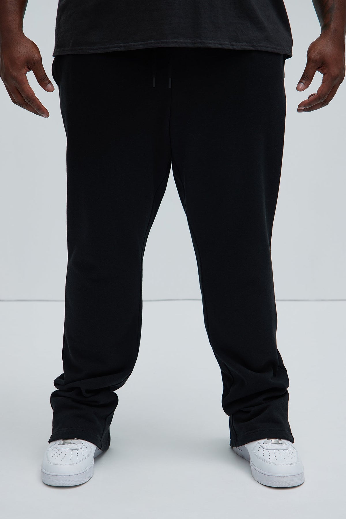 Tyson Back Zipper Skinny Flared Sweatpants - Black