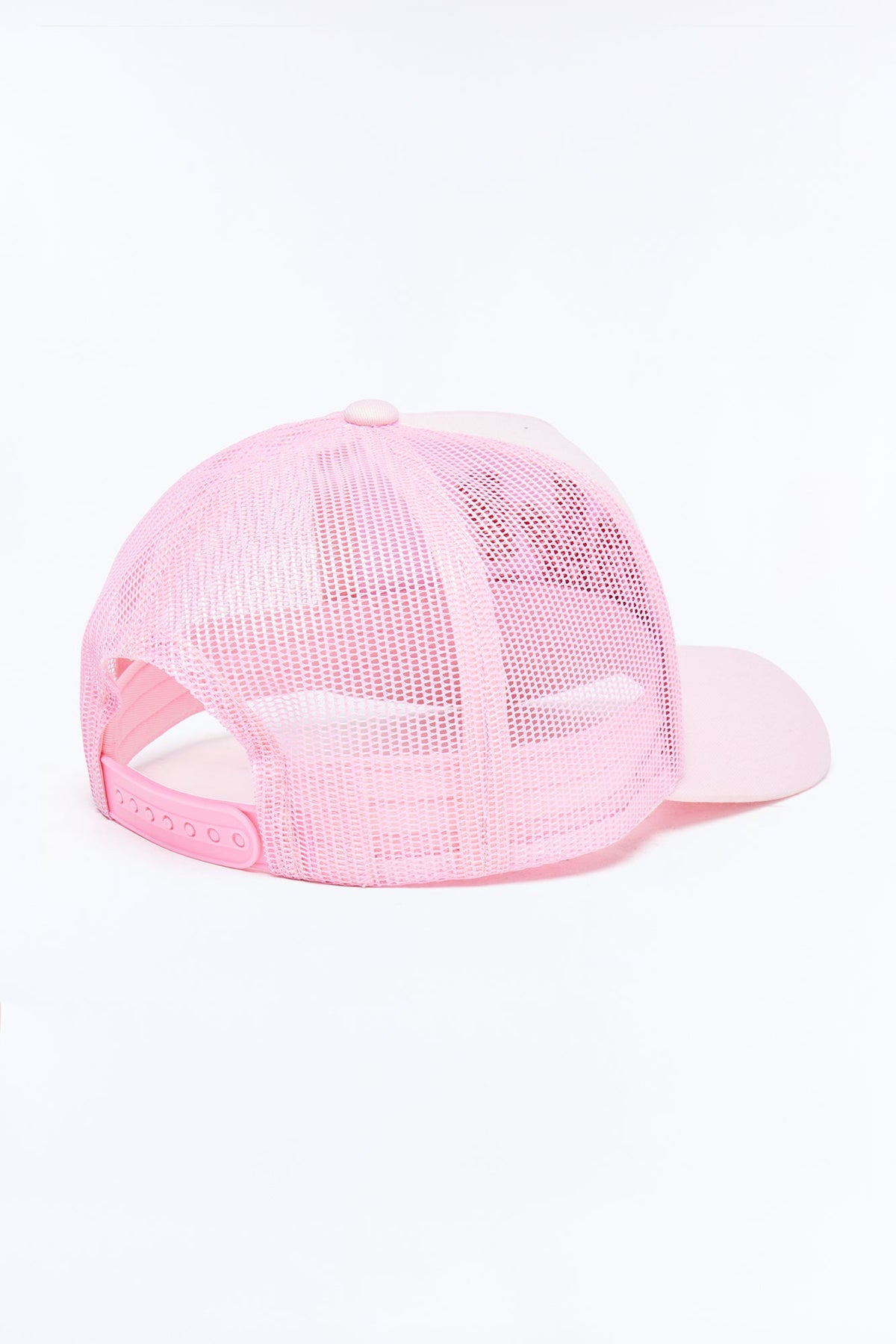 Smiling Ok Patch Snapback Trucker Hat - Light Pink