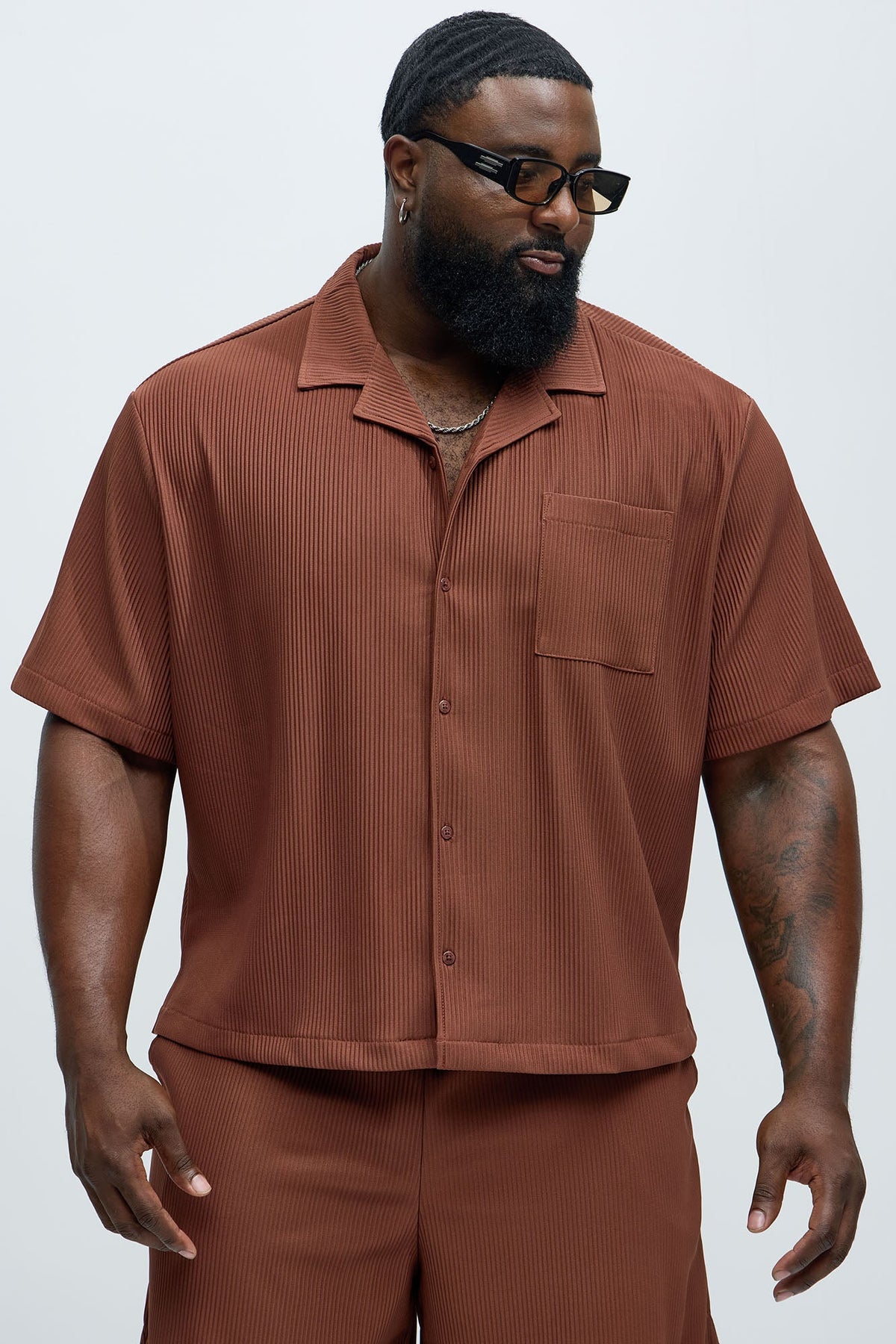Show Up Short Sleeve Cuban Shirt - Chocolate