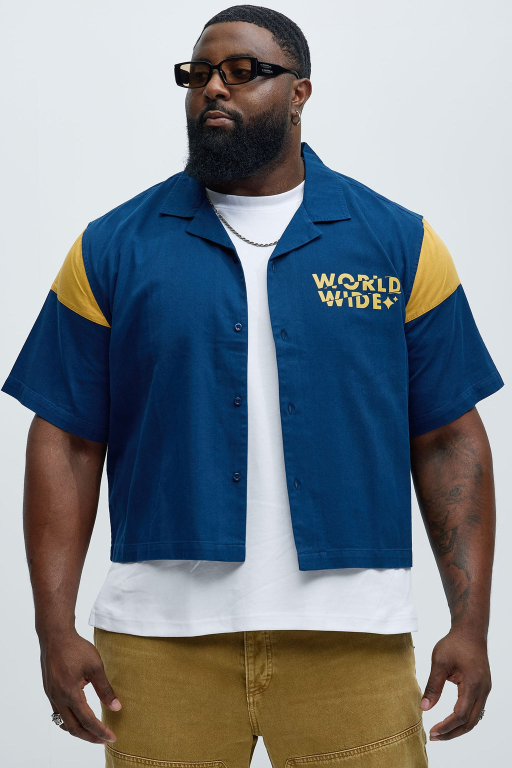 Freedom Graphic Cropped Shirt - Navy/combo
