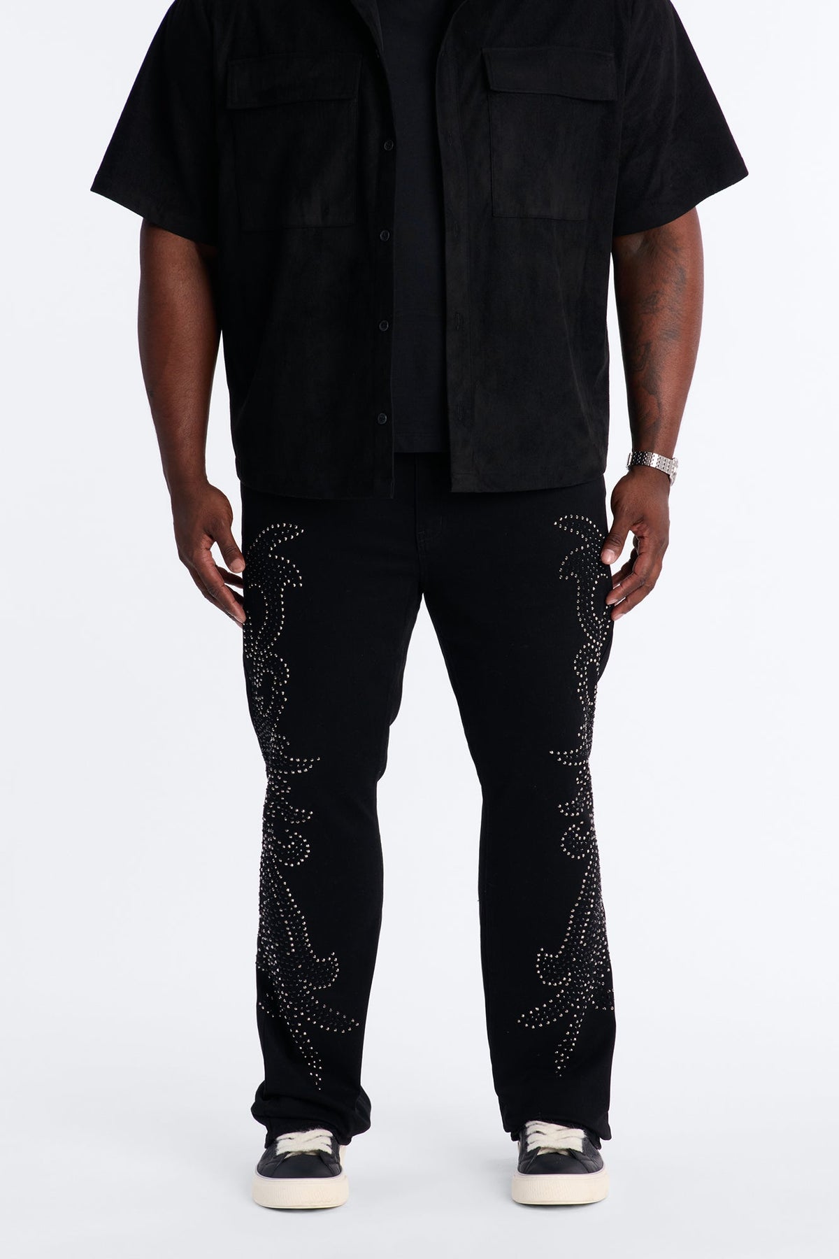Stacked Skinny Flare Electric Storm Jean - Black