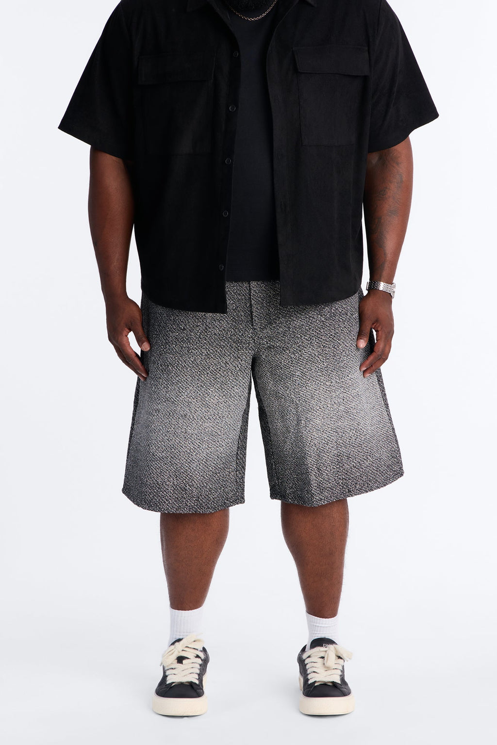 Baggy Tapestry Denim Short - Grey