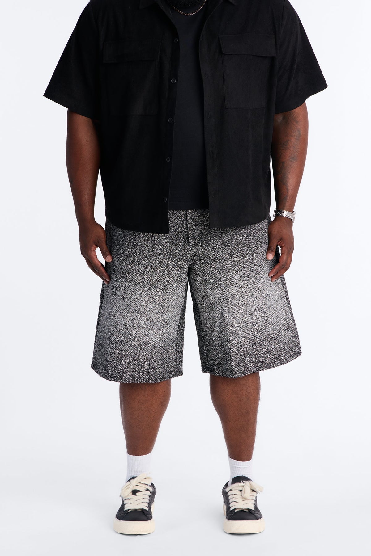 Baggy Tapestry Denim Short - Grey