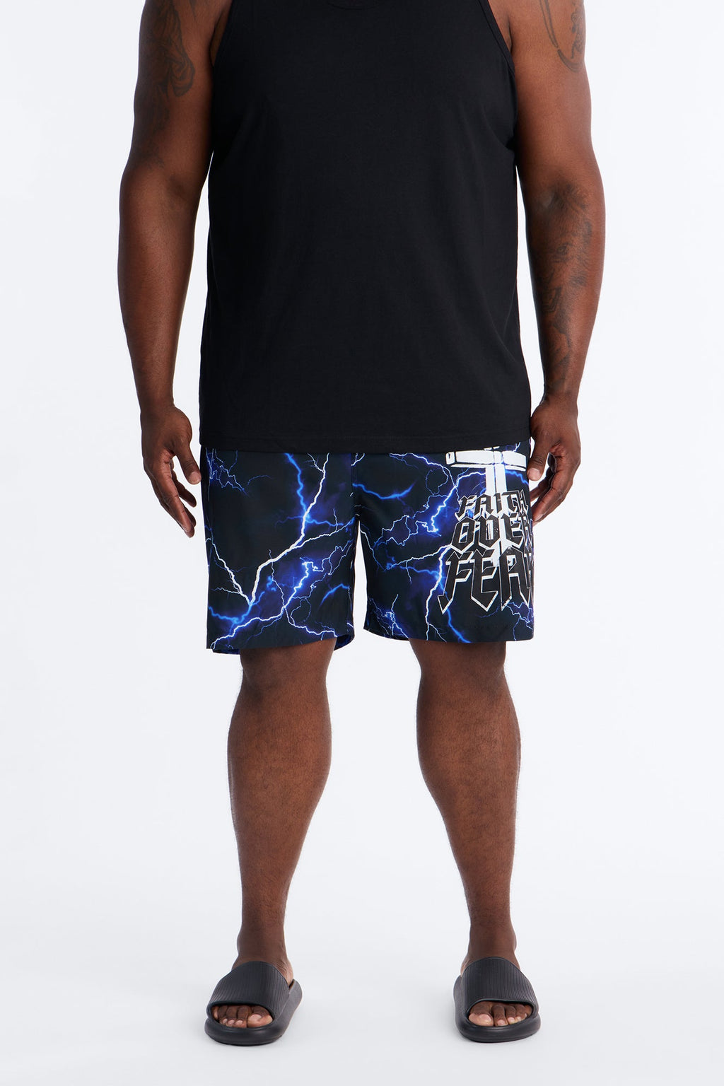 Faith Over Fear Swim Trunk 7″ - Black/Blue