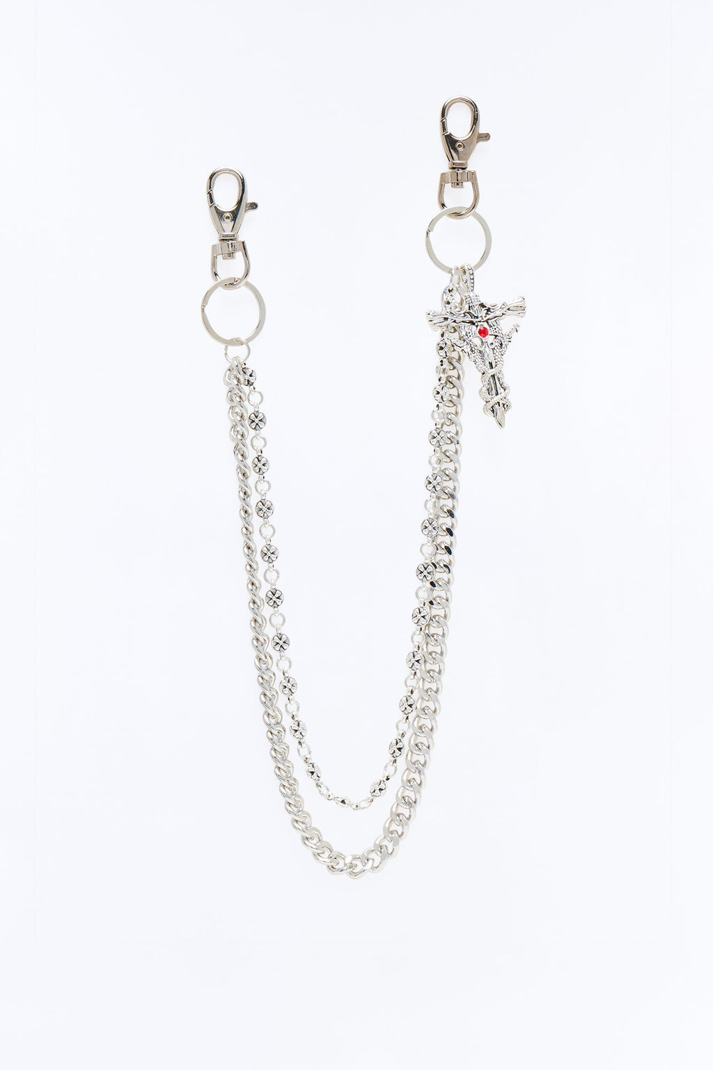 Gothic Healing Layered Pant Chain - Silver