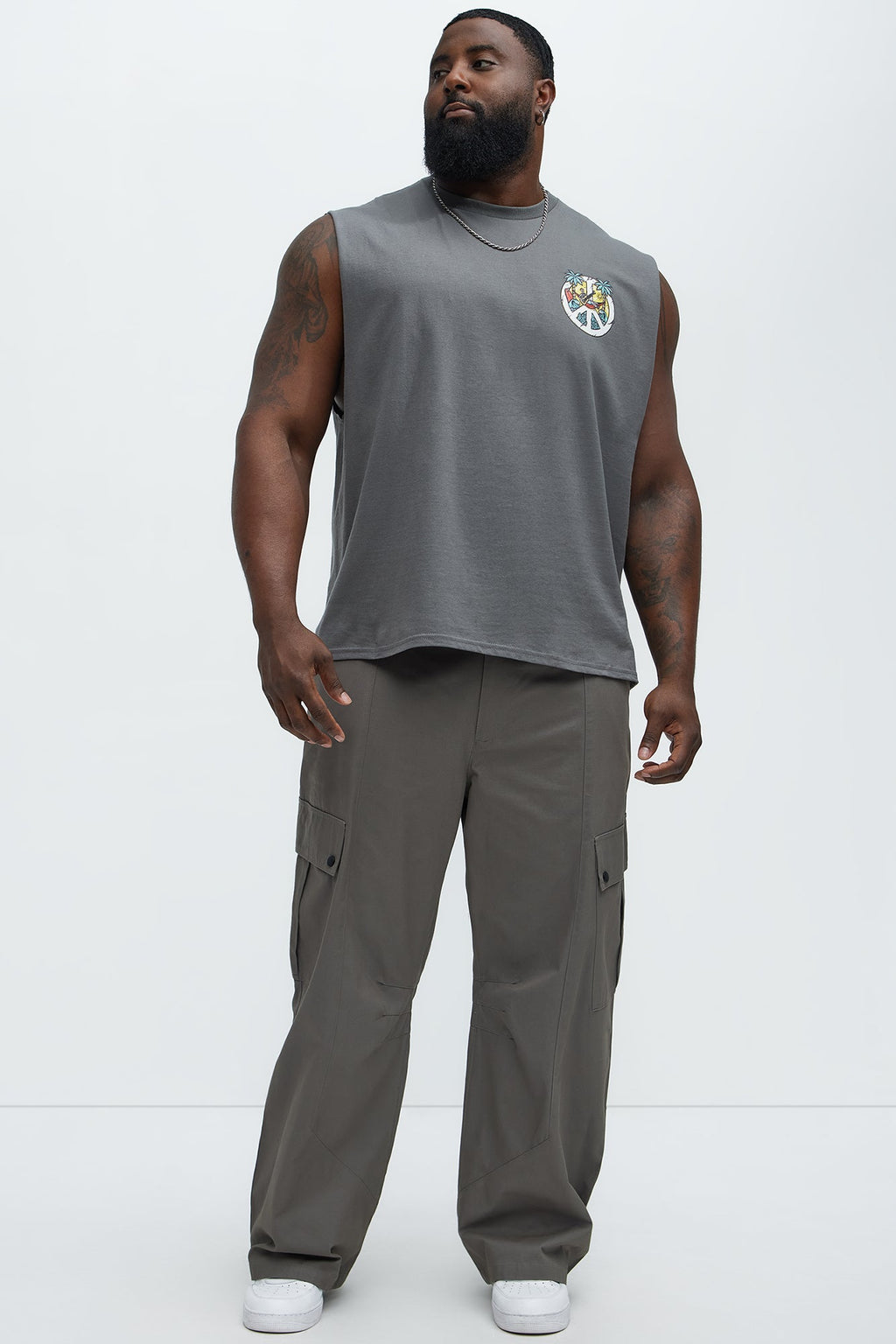 Paradise Found Muscle Tee - Charcoal