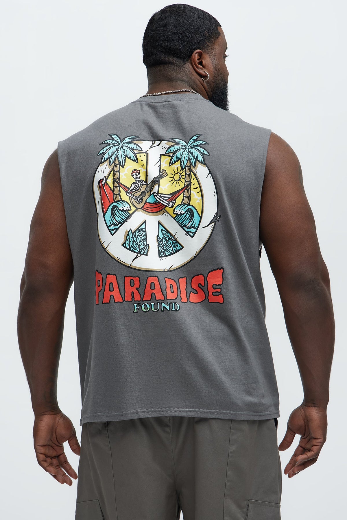 Paradise Found Muscle Tee - Charcoal