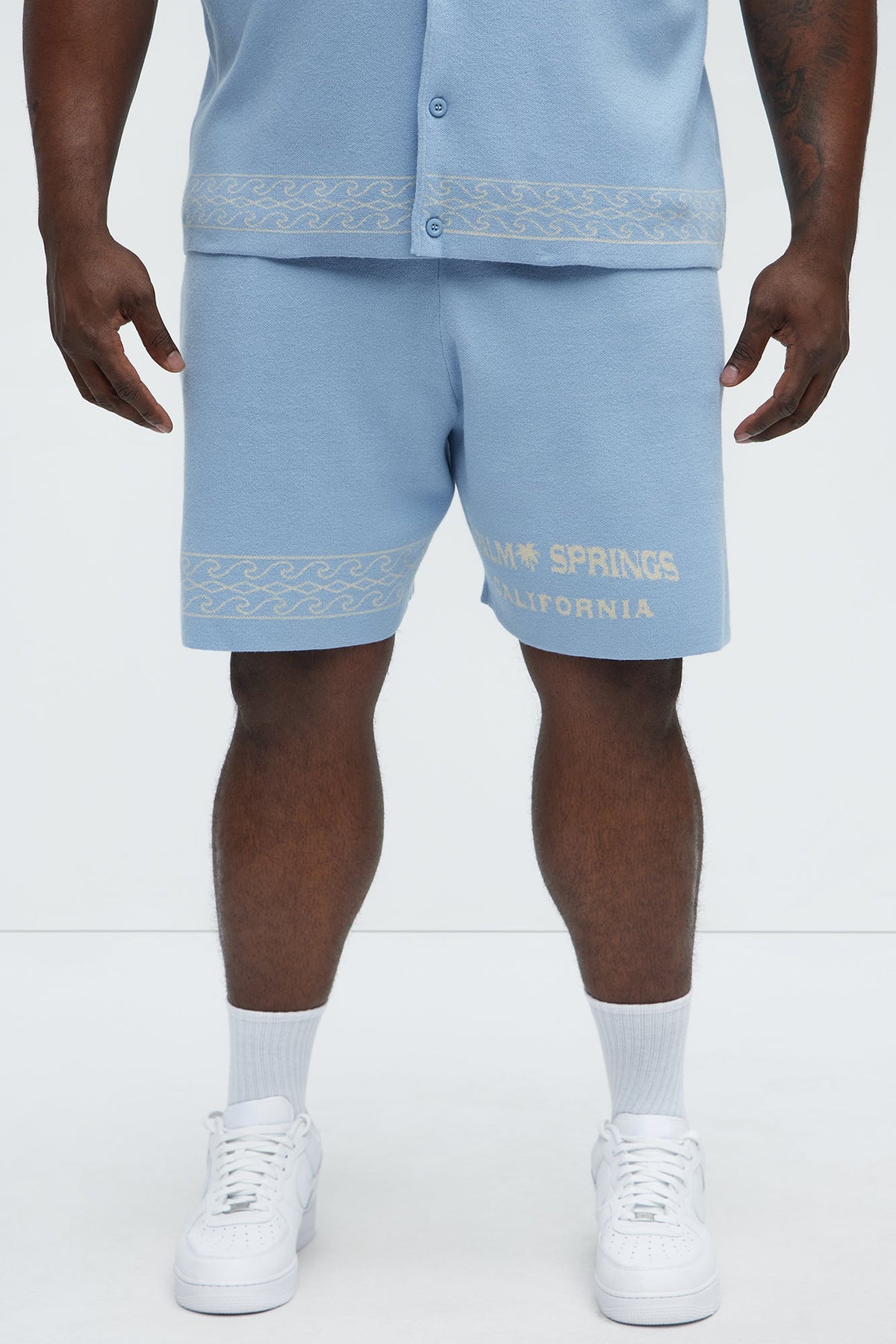 Palm Springs Knitted Relaxed Shorts - Blue/combo