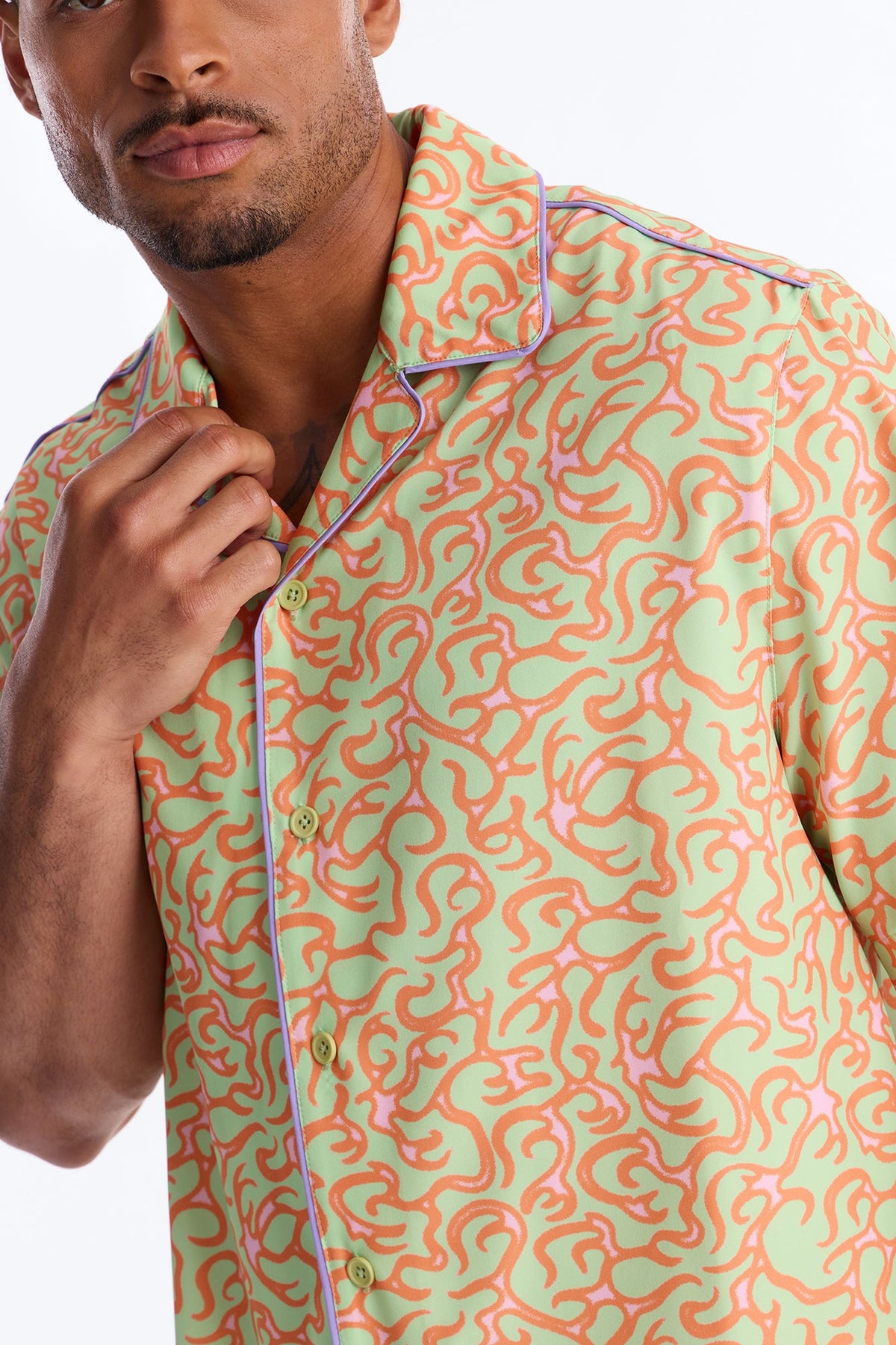 Relaxed Spring Break Fling Cuban Collar Button Up Shirt - Multi Color