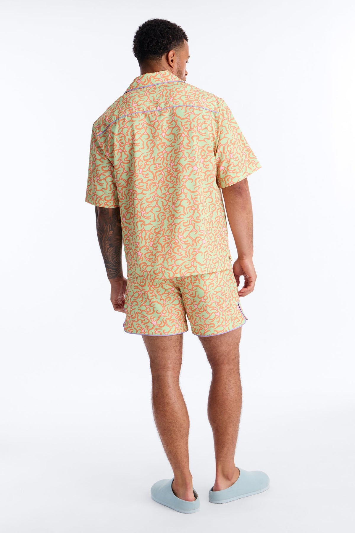 Relaxed Spring Break Fling Cuban Collar Button Up Shirt - Multi Color
