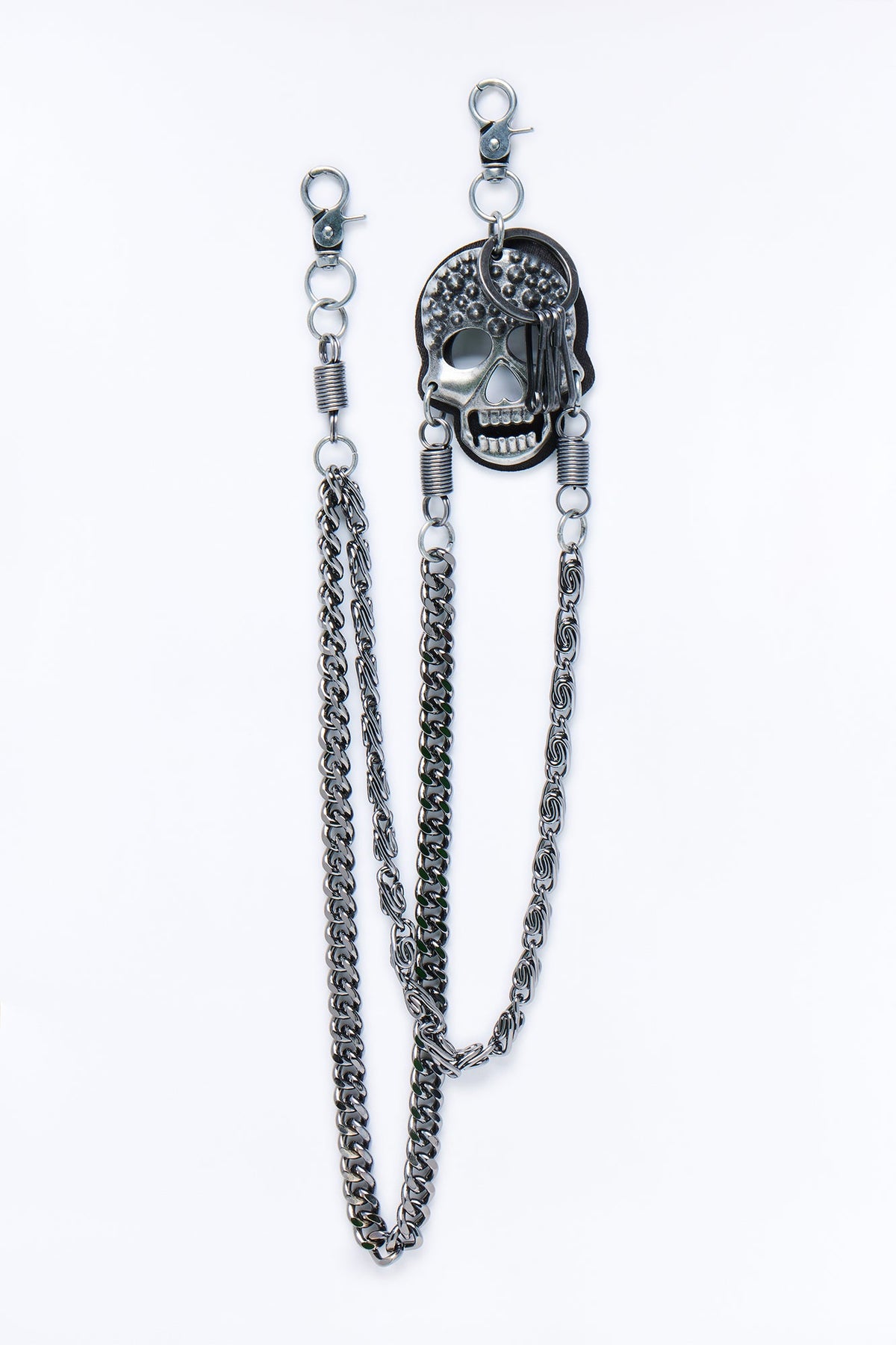 Spiked Skull Chain Link Layered Pant Chain - Gunmetal