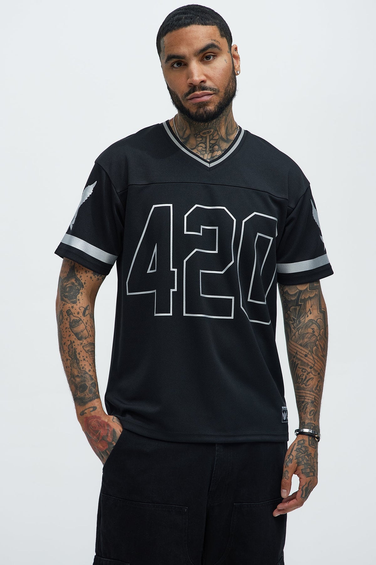 420 Mesh Football Jersey - Black
