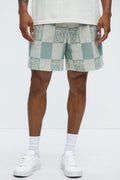 Checkered Relaxed Shorts - Blue/combo
