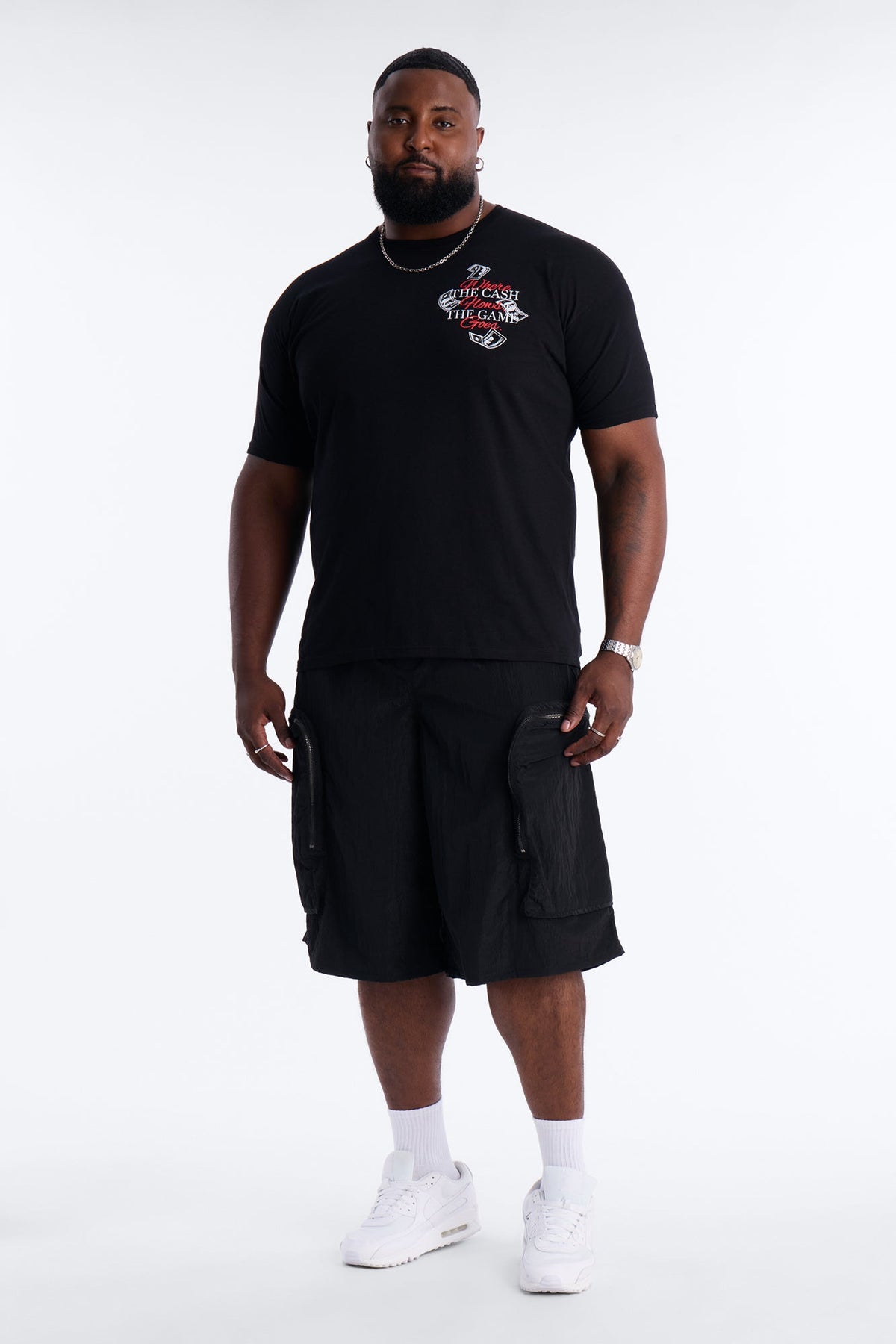 Money Talks Puff Print Short Sleeve Tee - Black