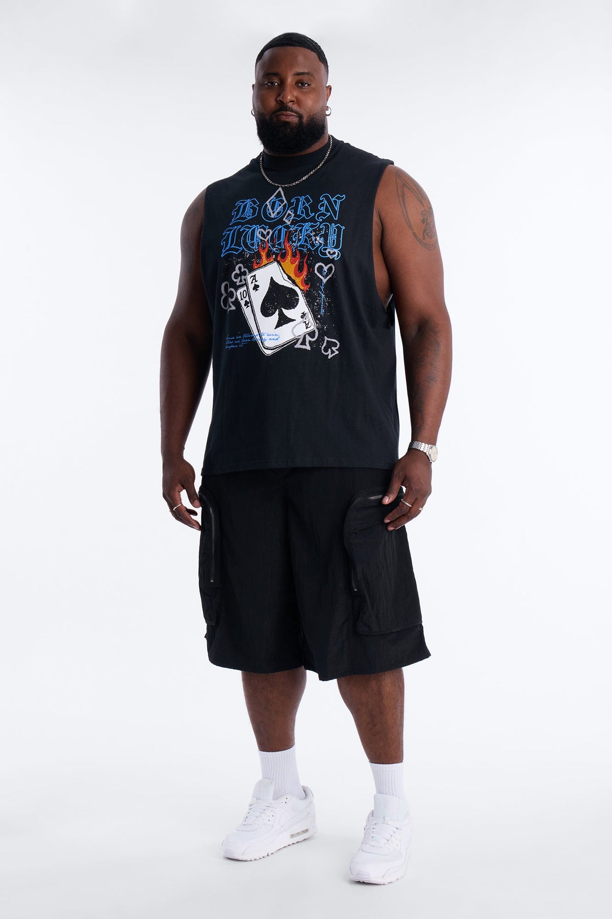 Born Lucky Muscle Tee - Black