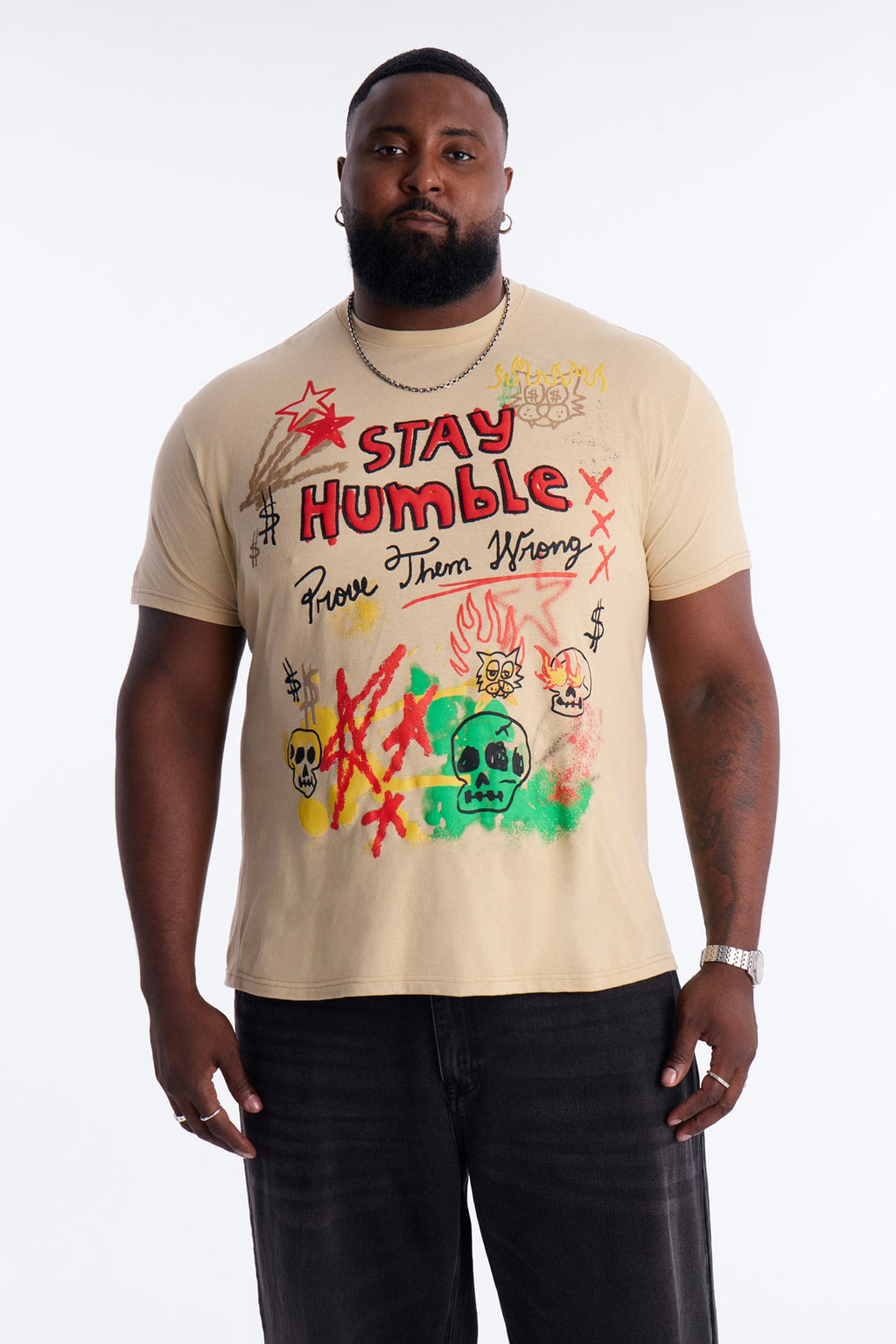 Prove Them Wrong Puff Print Short Sleeve Tee - Taupe