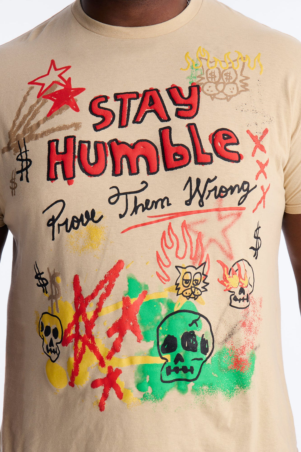 Prove Them Wrong Puff Print Short Sleeve Tee - Taupe