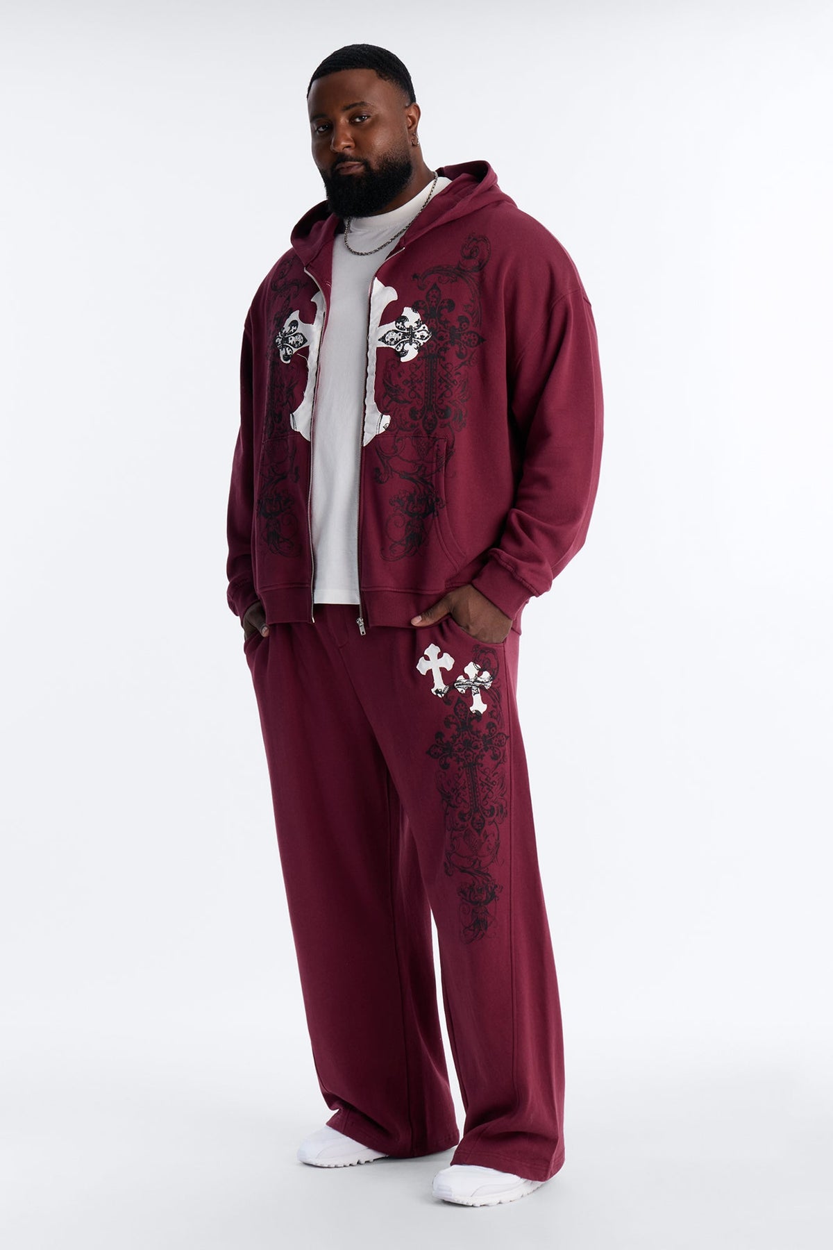 Cross Patch Sweatpants - Burgundy
